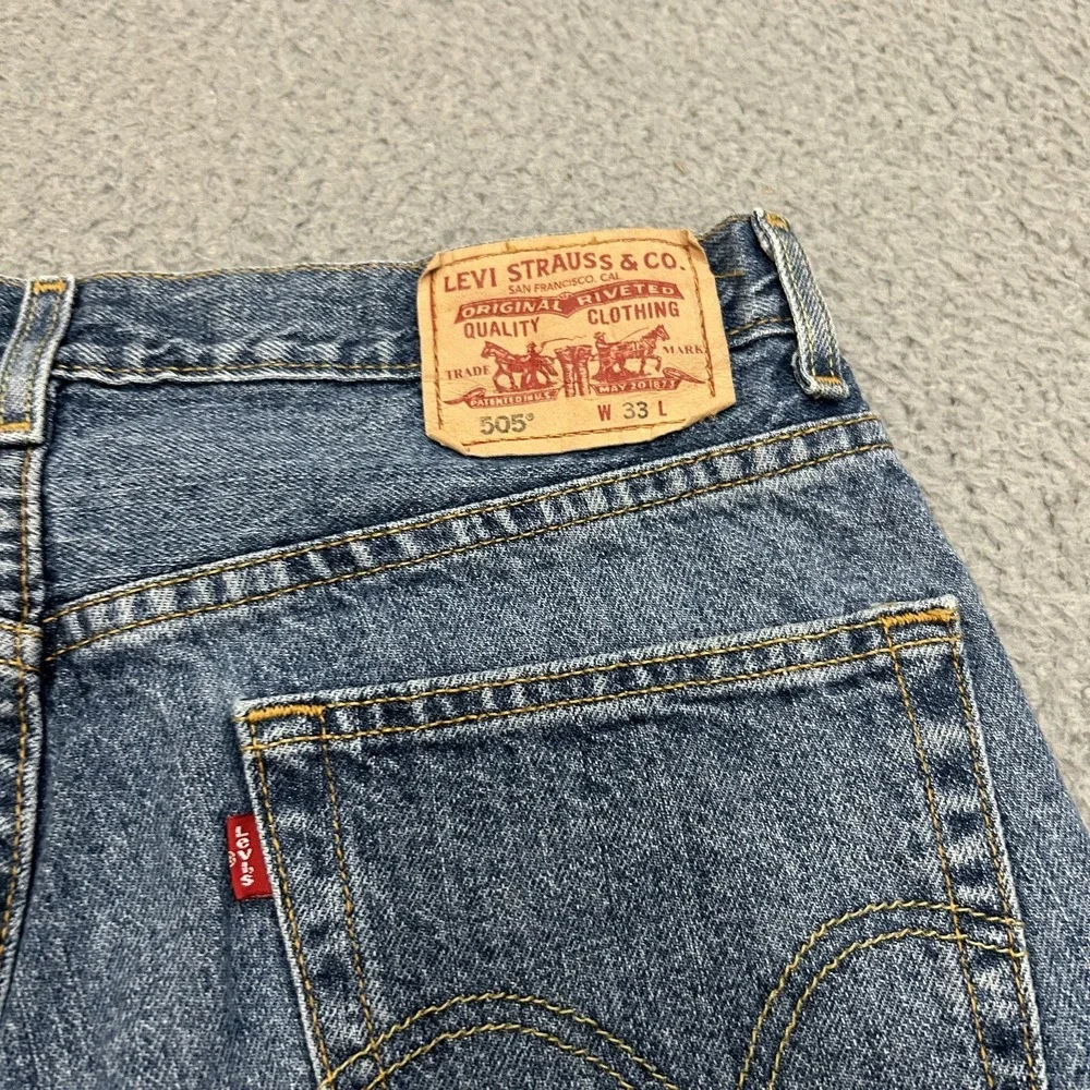 Levis Shorts Mens 33 Blue Denim 505 Regular Straight Bermuda 10